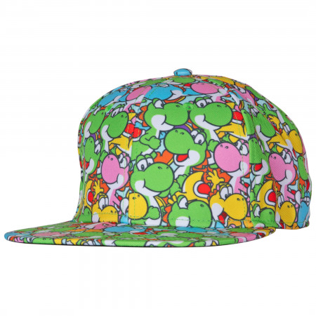 Nintendo Yoshi Characters All Over Sublimated Snapback Adjustable Hat